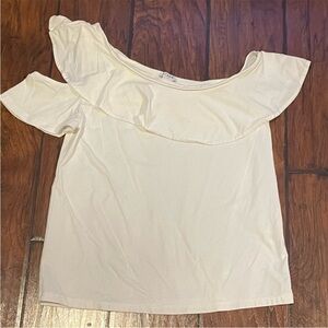 White JCrew Asymmetrical Off the Shoulder Top XS